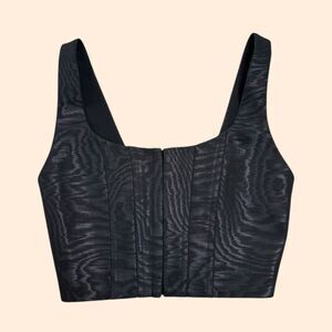 Alice + Olivia Black Textured Paneled Crop Top